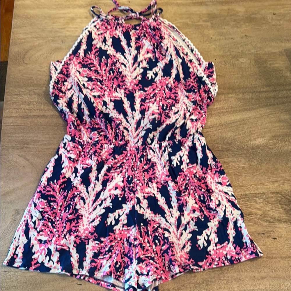 Lilly Pulitzer Pink and Blue Romper Vibrant Design